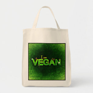 I Am Vegan Written With A Grassy Nature Texture Tote Bag