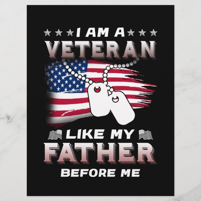 I Am Veteran Like My Father Before Me Veteran Custom Letterhead (Front)