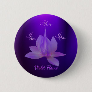I Am Violet Flame With Lotus 6 Cm Round Badge