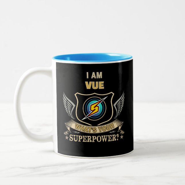 I Am VUE What's Your Superpower Two-Tone Coffee Mug (Left)