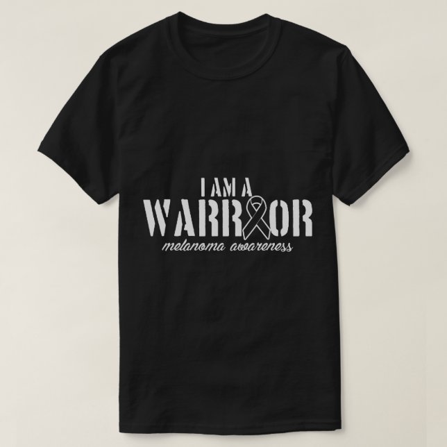 I Am Warrior Melanoma Awareness Skin Cancer T-Shirt (Design Front)