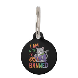 I Am With the Banned: Celebrate Banned Books Pet Tag