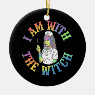 I Am With the Witch - Spooky & Mystical Halloween Ceramic Ornament