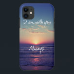 I am with you Always Bible Verse iPhone 11 Case<br><div class="desc">I am with you Always Bible Verse merchandise. Beautiful bible verse case with sunset over the ocean background with shades of blue and orange. See all bible verse merchandise at our store Christian Quotes: Link below:</div>
