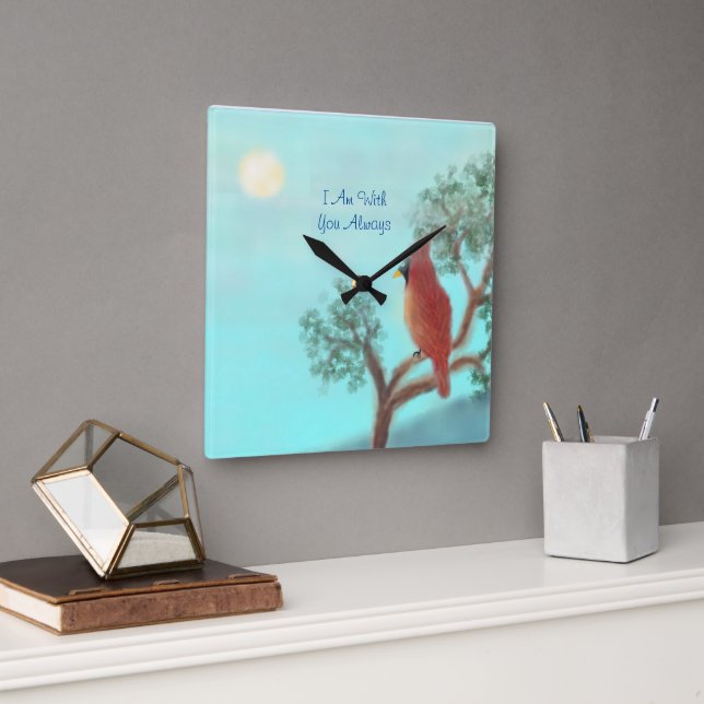 "I Am With You Always"  Square Wall Clock (Office)