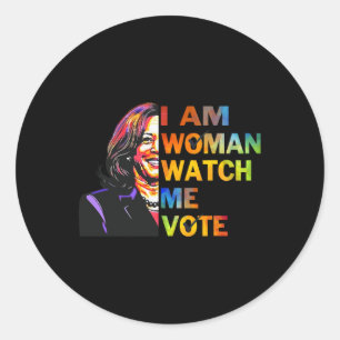 I Am Woman Watch Me Kamala Harris Waltz 24 Madam P Classic Round Sticker