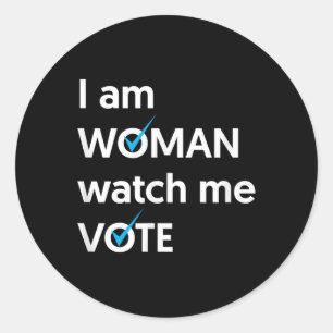 I Am Woman Watch Me Vote 2024 Blue Wave Vote  Classic Round Sticker