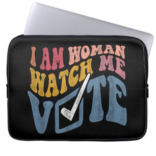 I Am Woman Watch Me Vote 2024 Blue Wave Vote Laptop Sleeve