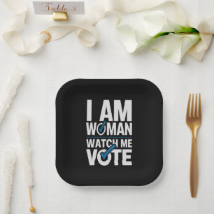 I Am Woman Watch Me Vote Vintage Paper Plate