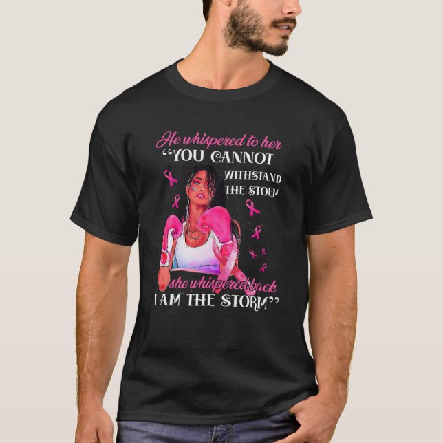 I Am Women Fight Breast Cancer Warrior Pink Ribbon T-Shirt (Front)