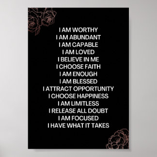 I AM WORTHY POSITIVE AFFIRMATION POSTER