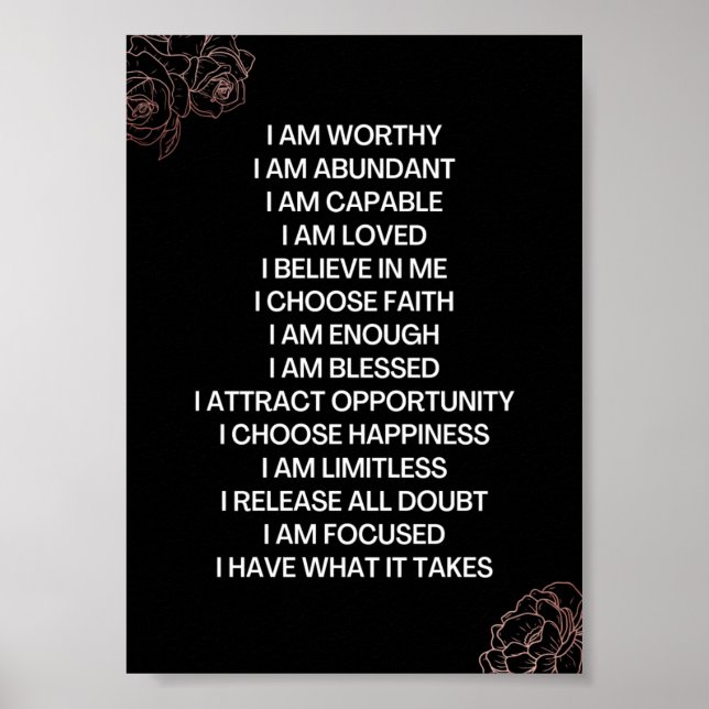 I AM WORTHY POSITIVE AFFIRMATION POSTER (Front)