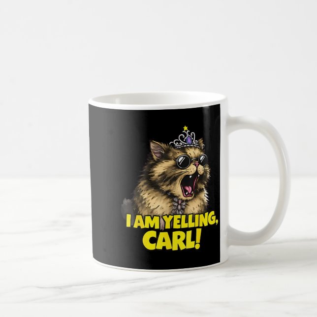I Am Yelling Carl Funny Doughnut Cat Coffee Mug (Right)