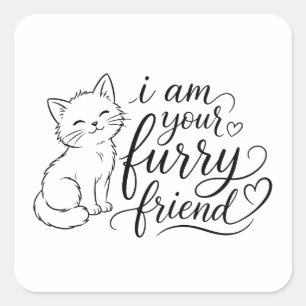 I Am Your Furry Friend Cute Pet Design Square Sticker