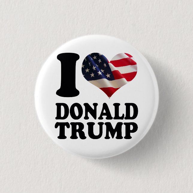 I American Flag Heart Donald Trump 3 Cm Round Badge (Front)