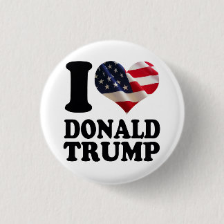 I American Flag Heart Donald Trump 3 Cm Round Badge