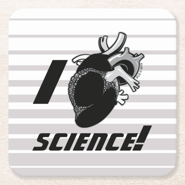 I (Anatomical Heart) Science Square Paper Coaster (Front)