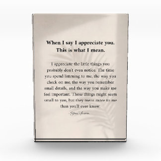 I appreciate you. photo block