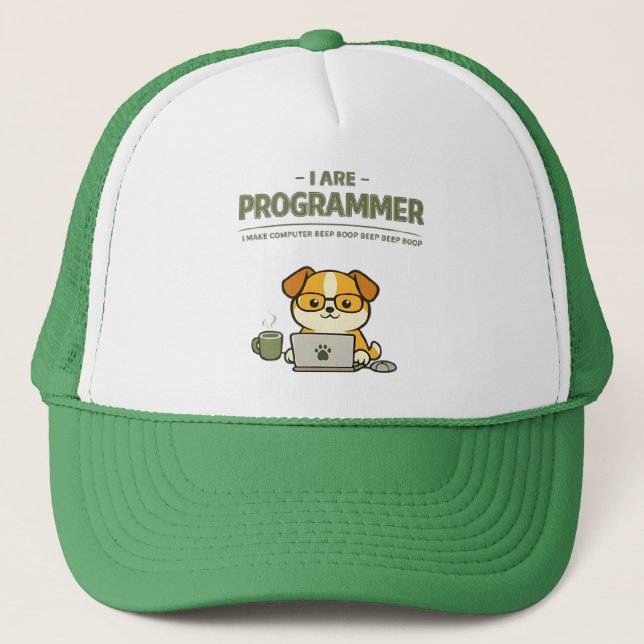 I Are Programmer Beep Boop Funny Trucker Hat (Front)