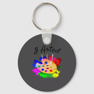 I Arted Funny Artist Palette Brushes  Key Ring