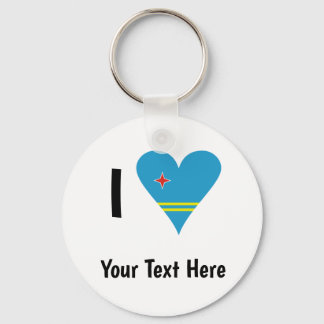 I ( Aruban Flag Heart Love) Your Text Key Ring