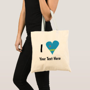 I ( Aruban Flag Heart Love) Your Text Tote Bag
