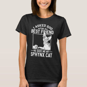 I Asked God For A Best Friend  Sphynx Cat Mom T-Shirt