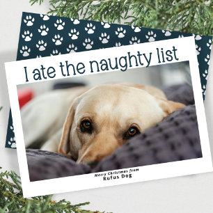 I Ate The Naughty List Dog Christmas Photo Holiday Card