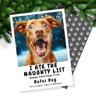 I Ate The Naughty List Dog Christmas Photo Holiday Card