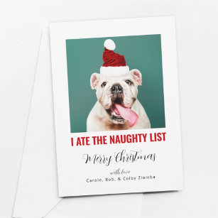 I Ate the Naughty List Funny Pet Dog Cat Photo Holiday Card
