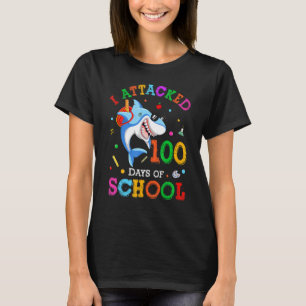 I Attacked 100 Days School Kids Shark Girls Toddle T-Shirt