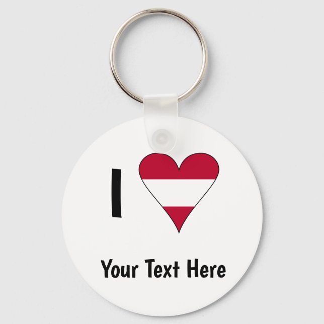 I (Austrian Flag Heart Love) Your Text Key Ring (Front)