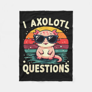 I Axolotl Questions Cute Funny Retro Sunset Design Fleece Blanket