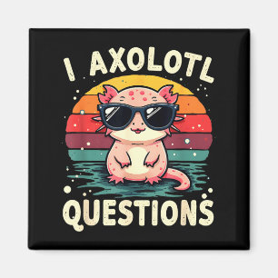 I Axolotl Questions Cute Funny Retro Sunset Design Magnet
