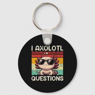 I Axolotl Questions Retro Sunset Funny Animal Pun Key Ring