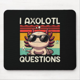 I Axolotl Questions Retro Sunset Funny Animal Pun Mouse Pad