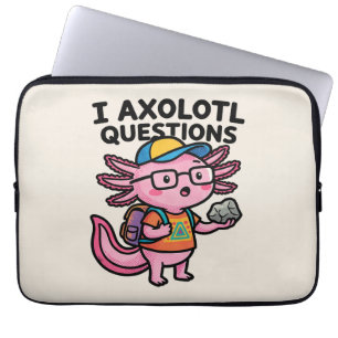 I Axolotl Questions schoolkid holds rock curiosity Laptop Sleeve
