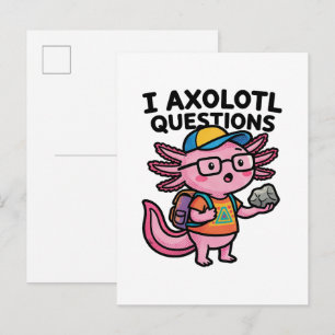 I Axolotl Questions schoolkid holds rock curiosity Postcard
