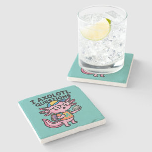 I Axolotl Questions schoolkid holds rock curiosity Stone Coaster