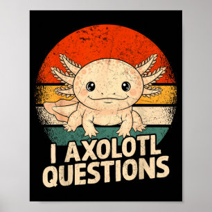 I Axolotl Questions Shirt Adults Youth Kids Retro  Poster