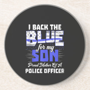 I Back Blue My Son Ts Women Thin Line Mum Gift Coaster