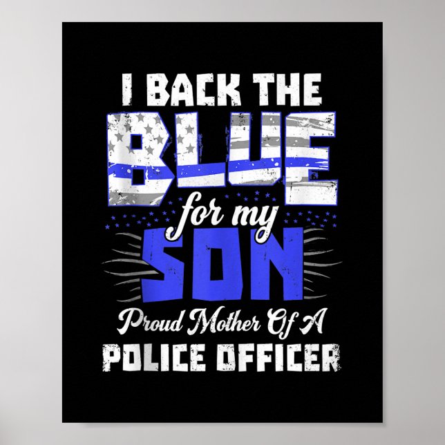 I Back Blue My Son Ts Women Thin Line Mum Gift Poster (Front)
