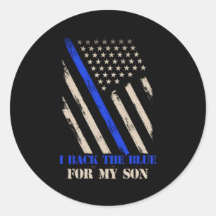 I Back The Blue For My Son Proud Police Officer'S  Classic Round Sticker