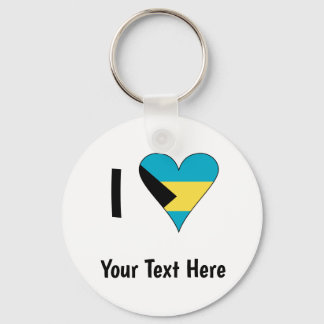 I (Bahamian Flag Heart Love) Your Text Key Ring