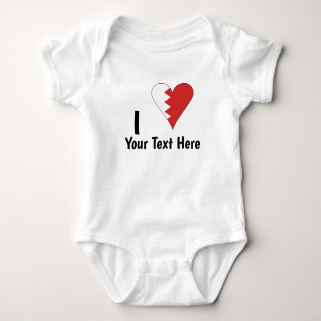 I (Bahraini Heart Flag) Personalised  Baby Bodysuit (Front)