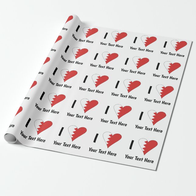 I (Bahraini Heart Flag) Personalised  Wrapping Paper (Unrolled)