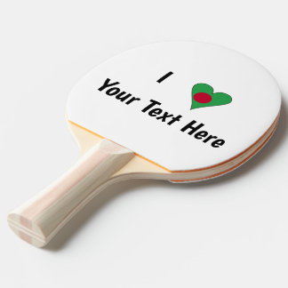 I (Bangladeshi Heart Flag Love) Personalised Ping Pong Paddle