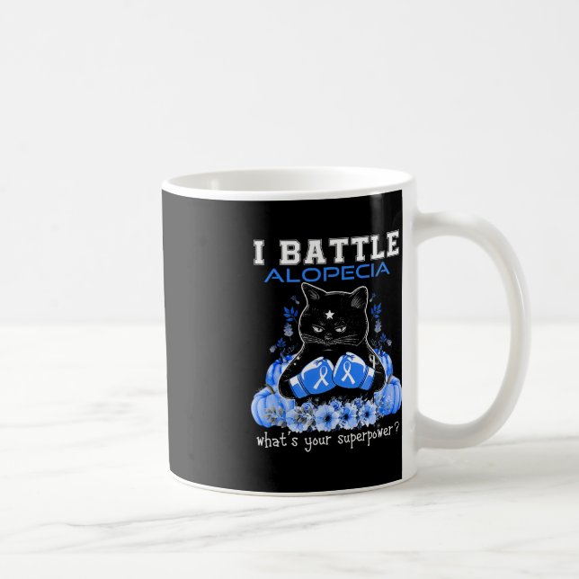 I Battle Alopecia Awareness Fun Cat  Coffee Mug (Right)