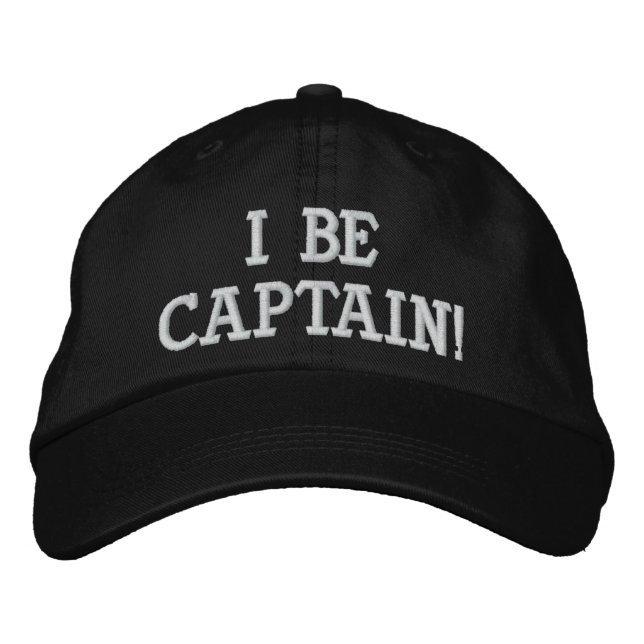 I Be Captain. Black and White. Embroidered Hat (Front)