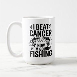 "I Beat Cancer – Now It’s Fishing Time!" Coffee Mug